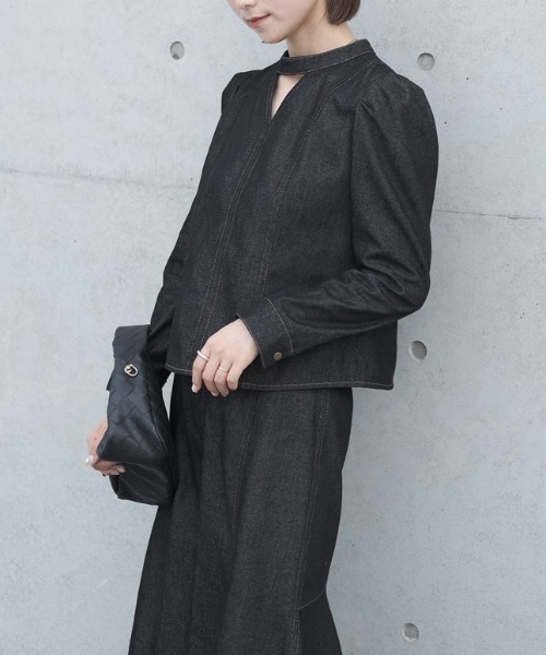 Reurie'(レウリィ)の「デニムブラウス(セットアップ対応)(シャツ/ブラウス・レディース・ブラック/インディゴブルー・FREE)」の2枚目の写真