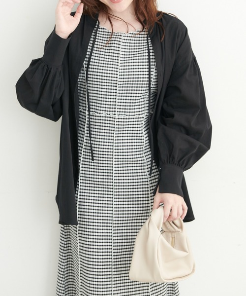 FREE'S MART（フリーズマート）の「◆前後2Wayスタンドネックスキッパーチュニックブラウス（シャツ/ブラウス・レディース・ブラック/ブルー/ホワイト・FREE）」の14枚目の写真