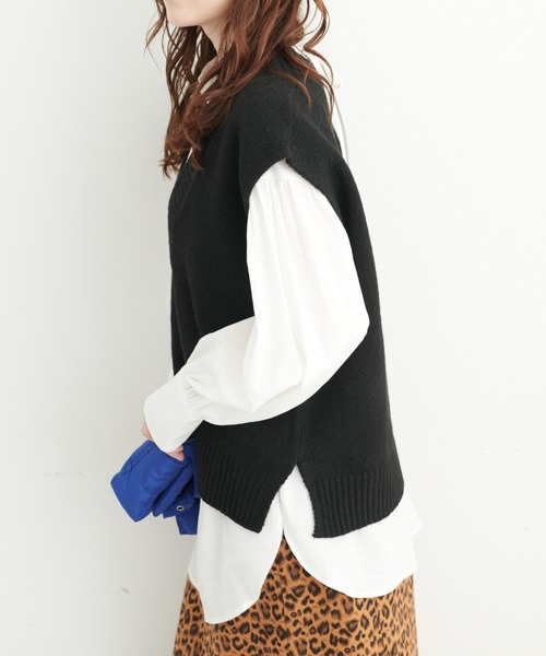 FREE'S MART（フリーズマート）の「◆前後2Wayスタンドネックスキッパーチュニックブラウス（シャツ/ブラウス・レディース・ブラック/ブルー/ホワイト・FREE）」の9枚目の写真