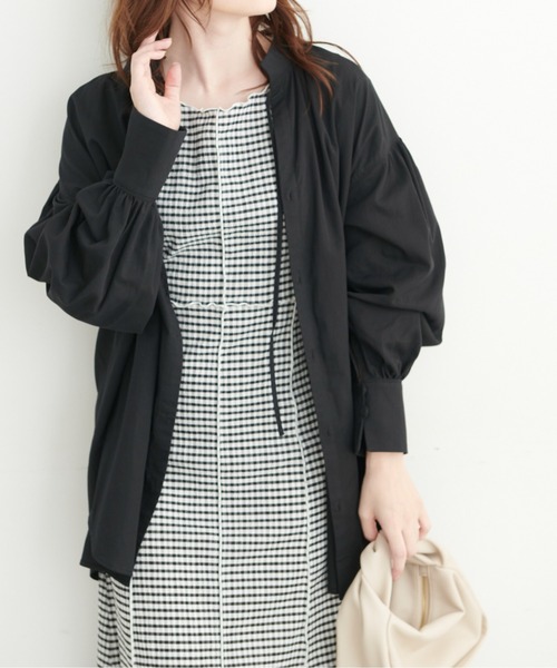 FREE'S MART（フリーズマート）の「◆前後2Wayスタンドネックスキッパーチュニックブラウス（シャツ/ブラウス・レディース・ブラック/ブルー/ホワイト・FREE）」の5枚目の写真