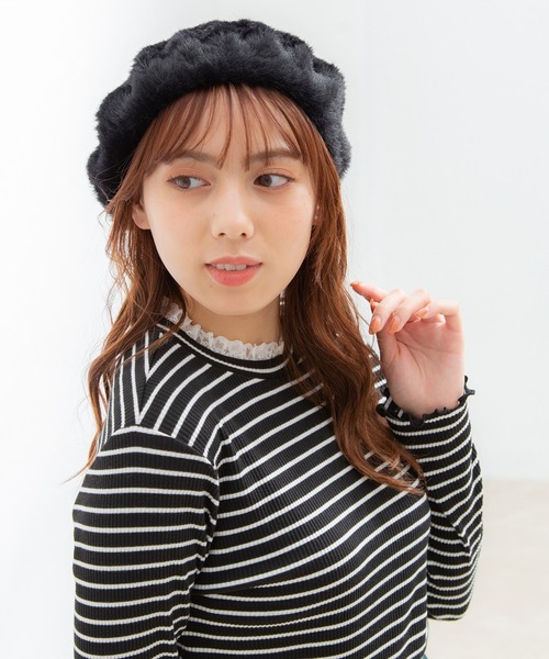 Honeys(ハニーズ)の「エコファーベレー帽(ハンチング/ベレー帽・レディース・ブラック/レオパード/アイボリー/モカ・FREE)」の16枚目の写真