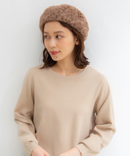 Honeys(ハニーズ)の「エコファーベレー帽(ハンチング/ベレー帽・レディース・ブラック/レオパード/アイボリー/モカ・FREE)」の14枚目の写真