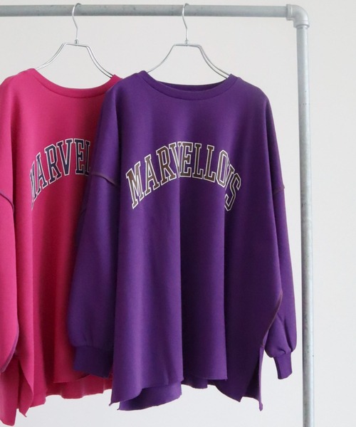 Green Parks(グリーンパークス)の「・novem 9 カレッジロゴptプルオーバー(スウェット・レディース・ネイビー/チャコールグレー/ピンク/パープル/ホワイト系その他・FREE)」の4枚目の写真