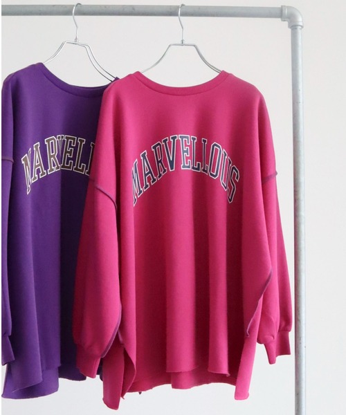 Green Parks(グリーンパークス)の「・novem 9 カレッジロゴptプルオーバー(スウェット・レディース・ネイビー/チャコールグレー/ピンク/パープル/ホワイト系その他・FREE)」の6枚目の写真