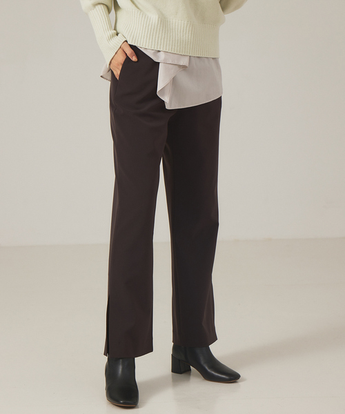 qualite（カリテ）の「サイドスリットイージーパンツ（その他パンツ・レディース・ブルー/ブラウン・38/36）」の2枚目の写真
