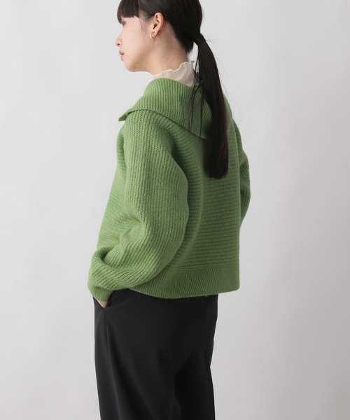 LOWRYS FARM（ローリーズファーム）の「ビッグカラーショートニットロングスリーブ　165163（ニット/セーター・レディース・アイボリー/ブラック/グリーン/オレンジ・FREE）」の16枚目の写真
