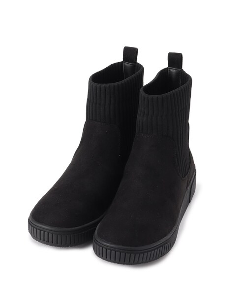 SHOO・LA・RUE（シューラルー）の「◆【撥水/消臭】履き口ニット ショートブーツ（ブーツ・レディース・ブラック/ベージュ/オレンジ/オレンジ系その他2・25/35/45）」の5枚目の写真