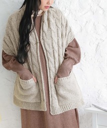 osharewalker | 『ポケット付ケーブルニットストール』(ストール/ショール)