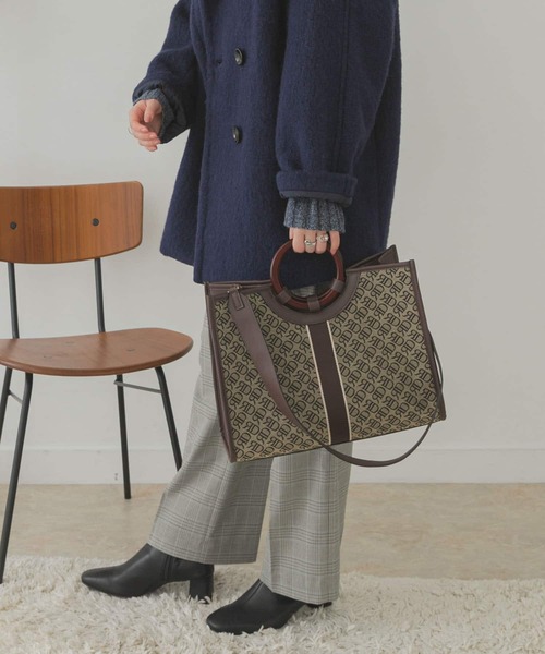 RODE SKO（ロデスコ）の「モノグラムジャガードスクエアトート（トートバッグ・レディース・ブラウン・ONE）」の12枚目の写真