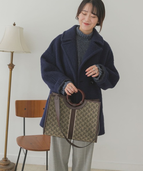 RODE SKO（ロデスコ）の「モノグラムジャガードスクエアトート（トートバッグ・レディース・ブラウン・ONE）」の13枚目の写真