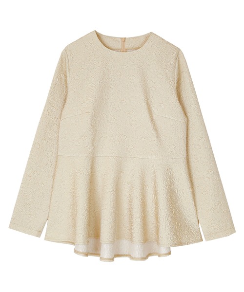 UR'S（ユアーズ）の「ふくれジャガードクルーネックペプラムプルオーバー（Tシャツ/カットソー・レディース・ホワイト/ブラック/グレイッシュベージュ・L/S/M）」の5枚目の写真