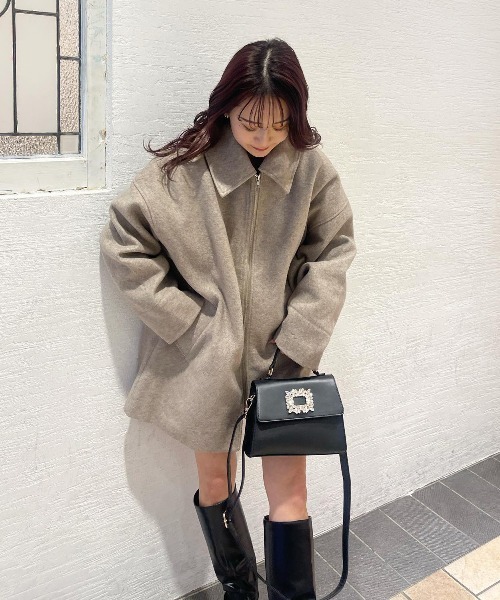 Meli rich（メリーリッチ）の「ジップアップステンカラーミドルコート（ステンカラーコート・レディース・ブラウン/ブラック/グリーン/ブラウン系/モカ・FREE）」の14枚目の写真