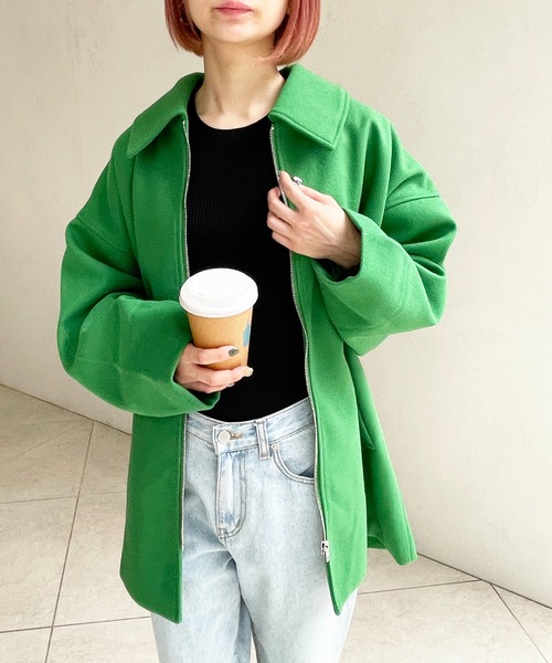 Meli rich（メリーリッチ）の「ジップアップステンカラーミドルコート（ステンカラーコート・レディース・ブラウン/ブラック/グリーン/ブラウン系/モカ・FREE）」の16枚目の写真