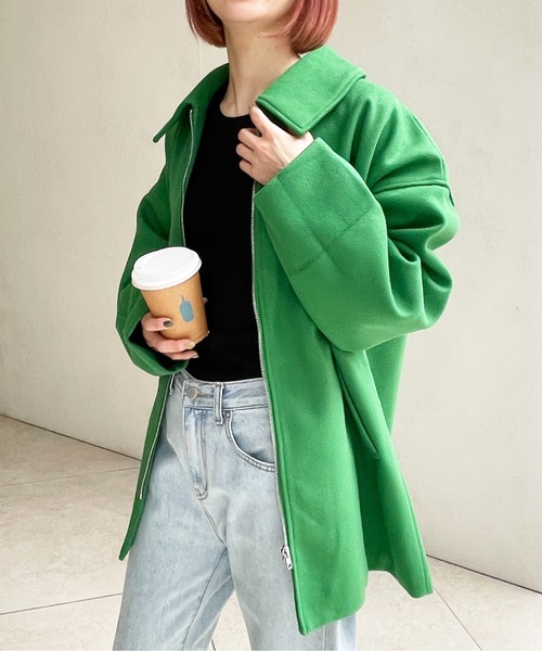 Meli rich（メリーリッチ）の「ジップアップステンカラーミドルコート（ステンカラーコート・レディース・ブラウン/ブラック/グリーン/ブラウン系/モカ・FREE）」の17枚目の写真