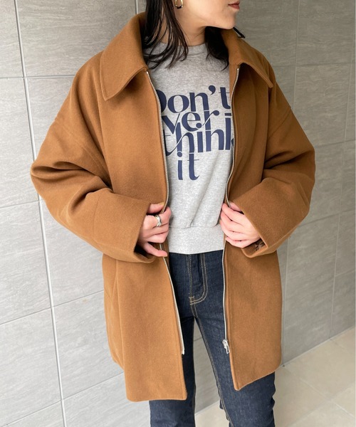 Meli rich（メリーリッチ）の「ジップアップステンカラーミドルコート（ステンカラーコート・レディース・ブラウン/ブラック/グリーン/ブラウン系/モカ・FREE）」の10枚目の写真