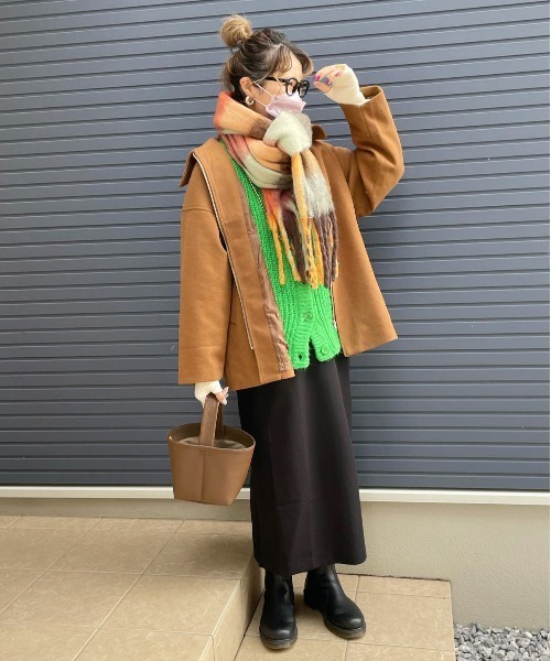 Meli rich（メリーリッチ）の「ジップアップステンカラーミドルコート（ステンカラーコート・レディース・ブラウン/ブラック/グリーン/ブラウン系/モカ・FREE）」の11枚目の写真