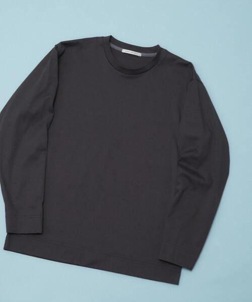 MEN'S MELROSE（メンズメルローズ）の「ハイゲージスムース素材ロングスリーブTシャツ（Tシャツ/カットソー・メンズ・チャコールグレー/サックスブルー/ホワイト・3/4）」の2枚目の写真