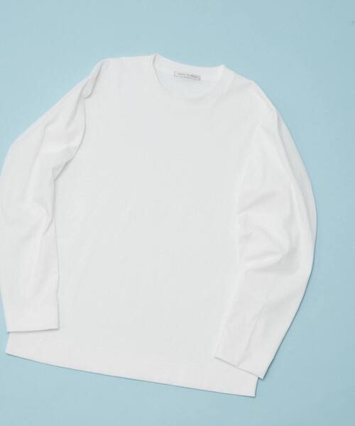 MEN'S MELROSE（メンズメルローズ）の「ハイゲージスムース素材ロングスリーブTシャツ（Tシャツ/カットソー・メンズ・チャコールグレー/サックスブルー/ホワイト・3/4）」の14枚目の写真