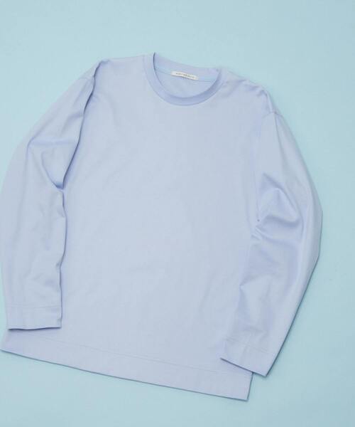 MEN'S MELROSE（メンズメルローズ）の「ハイゲージスムース素材ロングスリーブTシャツ（Tシャツ/カットソー・メンズ・チャコールグレー/サックスブルー/ホワイト・3/4）」の16枚目の写真