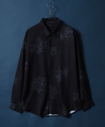 Georgette Flower Total Pattern Print Big Silhouette Thickness Shirt/ジョーゼット 花柄 総柄プリント ビッグシルエット とろみシャツ
