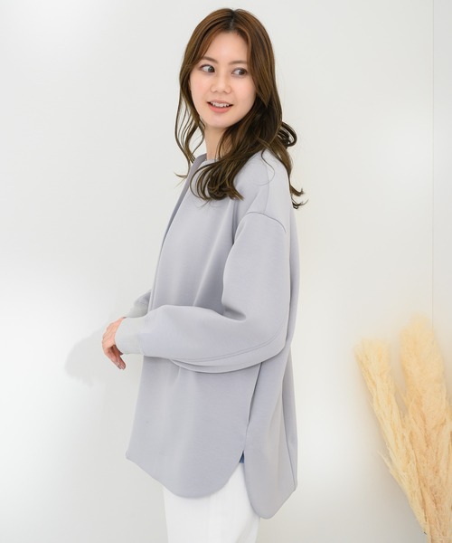 KATHARINE ROSS（キャサリンロス）の「【KATHARINE ROSS】日本製 スフレポンチノーカラーコート（ノーカラージャケット・レディース・グレー/ベージュ・MEDIUM）」の7枚目の写真