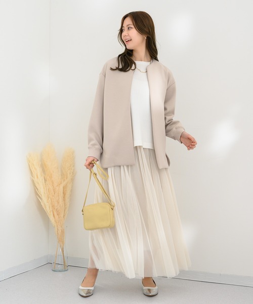 KATHARINE ROSS（キャサリンロス）の「【KATHARINE ROSS】日本製 スフレポンチノーカラーコート（ノーカラージャケット・レディース・グレー/ベージュ・MEDIUM）」の9枚目の写真