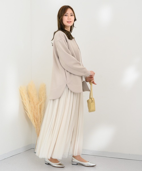 KATHARINE ROSS（キャサリンロス）の「【KATHARINE ROSS】日本製 スフレポンチノーカラーコート（ノーカラージャケット・レディース・グレー/ベージュ・MEDIUM）」の10枚目の写真