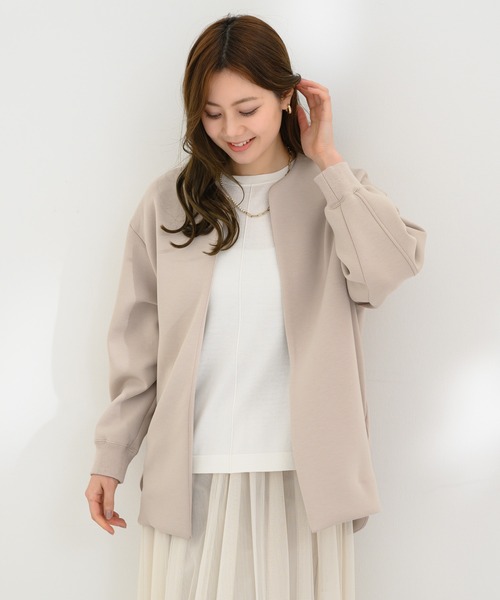 KATHARINE ROSS（キャサリンロス）の「【KATHARINE ROSS】日本製 スフレポンチノーカラーコート（ノーカラージャケット・レディース・グレー/ベージュ・MEDIUM）」の15枚目の写真