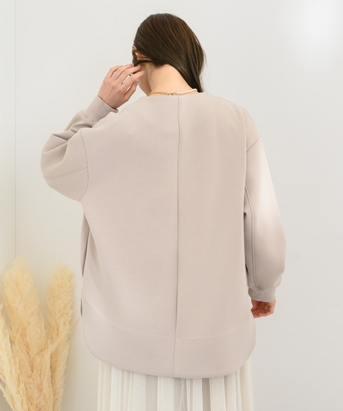 KATHARINE ROSS（キャサリンロス）の「【KATHARINE ROSS】日本製 スフレポンチノーカラーコート（ノーカラージャケット・レディース・グレー/ベージュ・MEDIUM）」の17枚目の写真