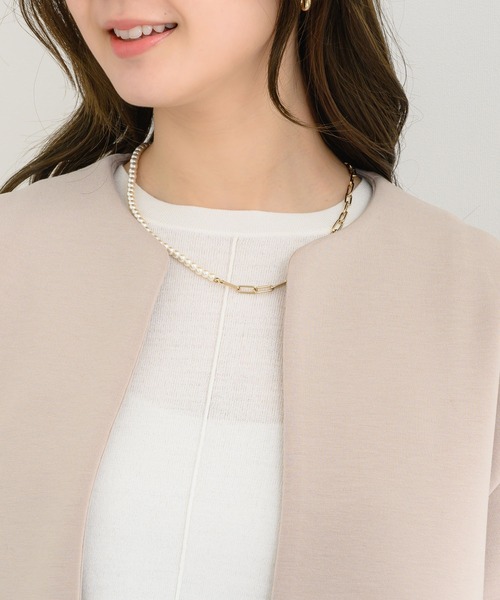 KATHARINE ROSS（キャサリンロス）の「【KATHARINE ROSS】日本製 スフレポンチノーカラーコート（ノーカラージャケット・レディース・グレー/ベージュ・MEDIUM）」の18枚目の写真