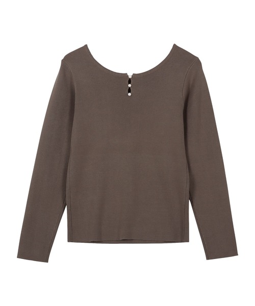 KOBE LETTUCE（コウベレタス）の「選べる2タイプ　パール付きリブニット（ニット/セーター・レディース・ネイビー/ラベンダー/ブラック系/ブルー系/ベージュ系/ネイビー系/パープル系/ブルー/グレイッシュベージュ/ブラック/アイボリー/ホワイト系/ブラウン系/ブラウン・1/2）」の6枚目の写真