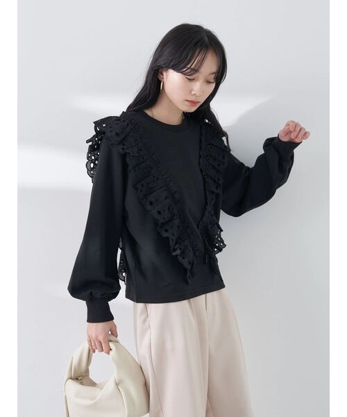 earth music&ecology(アースミュージックアンドエコロジー)の「レースフリルプルオーバー(Tシャツ/カットソー・レディース・ターコイズブルー/ブラック/アイボリー・FREE)」の10枚目の写真