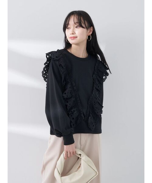 earth music&ecology(アースミュージックアンドエコロジー)の「レースフリルプルオーバー(Tシャツ/カットソー・レディース・ターコイズブルー/ブラック/アイボリー・FREE)」の13枚目の写真