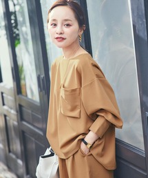 [ 田中亜希子さんコラボ ]カットジョーゼットバックジップポケットディテールトップス