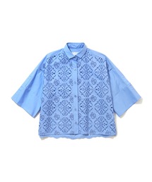 TICCA ティッカ 半袖 ストライプ柄 青 シャツ ブラウス ゆったり 綿 TICCA ティッカ 半袖 ストライプ柄 青 シャツ ブラウス ゆったり