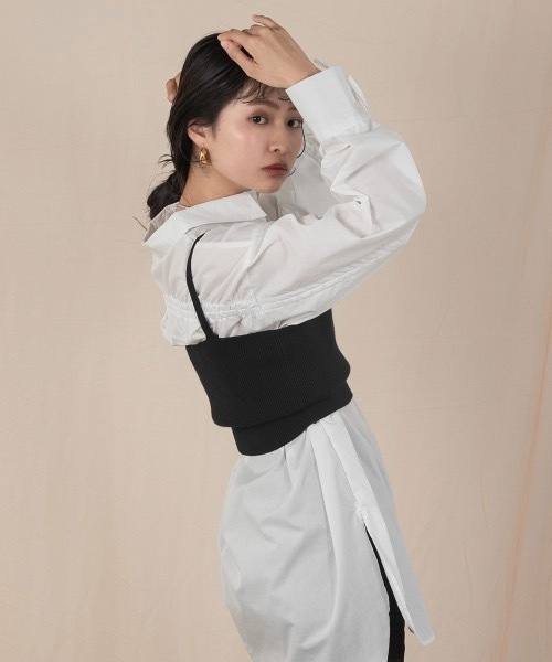 Amiur（エミレ）の「back drawstring smooth shirt（シャツ/ブラウス・レディース・ホワイト/ブルー・FREE）」の2枚目の写真