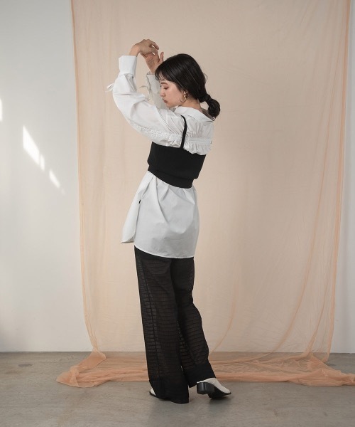 Amiur（エミレ）の「back drawstring smooth shirt（シャツ/ブラウス・レディース・ホワイト/ブルー・FREE）」の5枚目の写真