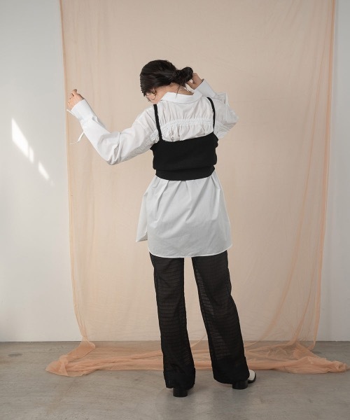 Amiur（エミレ）の「back drawstring smooth shirt（シャツ/ブラウス・レディース・ホワイト/ブルー・FREE）」の6枚目の写真