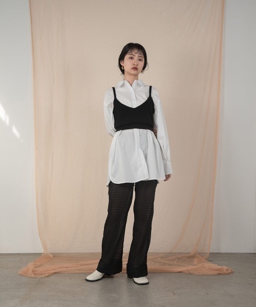 Amiur（エミレ）の「back drawstring smooth shirt（シャツ/ブラウス・レディース・ホワイト/ブルー・FREE）」の3枚目の写真