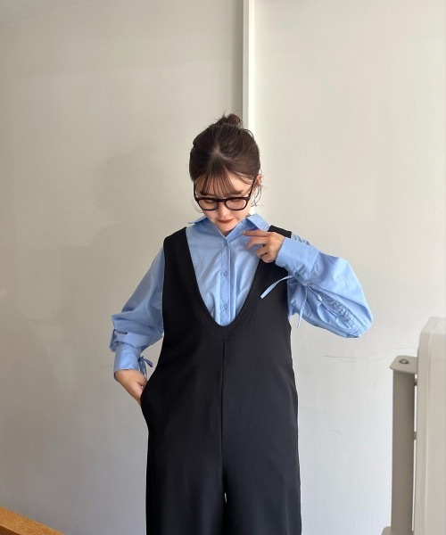 Amiur（エミレ）の「back drawstring smooth shirt（シャツ/ブラウス・レディース・ホワイト/ブルー・FREE）」の14枚目の写真