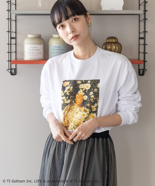 LOWRYS FARM（ローリーズファーム）の「ＬＩＦＥ＊フォトロンＴロングスリーブ　193439（Tシャツ/カットソー・レディース・グレー/ホワイト・FREE）」の2枚目の写真