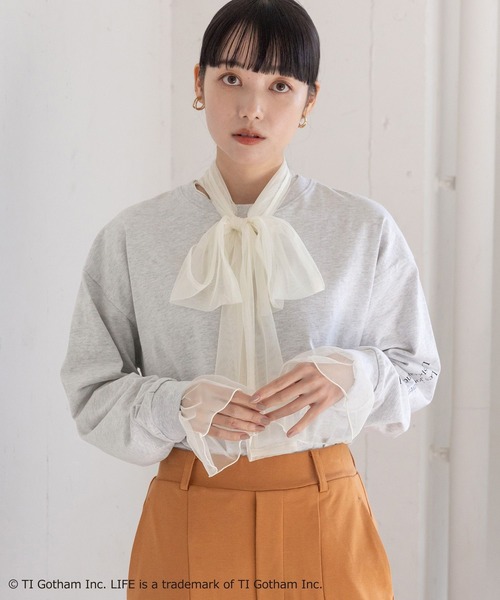 LOWRYS FARM（ローリーズファーム）の「ＬＩＦＥ＊フォトロンＴロングスリーブ　193439（Tシャツ/カットソー・レディース・グレー/ホワイト・FREE）」の7枚目の写真