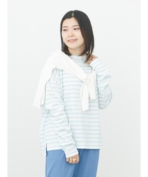 Samansa Mos2 blue | ボーダーロンT(Tシャツ/カットソー)