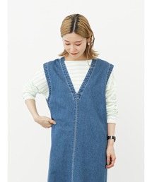 Samansa Mos2 blue | ボーダーロンT(Tシャツ/カットソー)