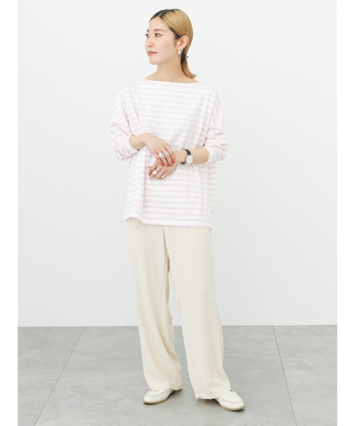 Samansa Mos2 blue（サマンサモスモスブルー）の「ボーダーロンT（Tシャツ/カットソー・レディース・グリーン/オフホワイト/ピンク/イエロー/サックスブルー・ﾌﾘ-）」の8枚目の写真