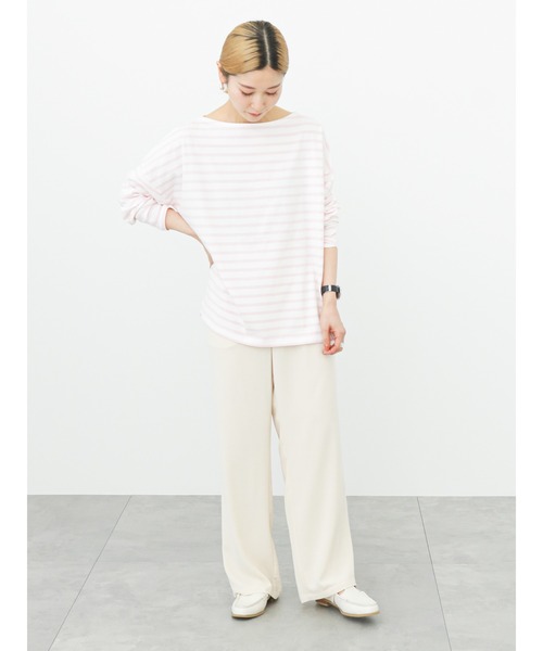 Samansa Mos2 blue（サマンサモスモスブルー）の「ボーダーロンT（Tシャツ/カットソー・レディース・グリーン/オフホワイト/ピンク/イエロー/サックスブルー・ﾌﾘ-）」の9枚目の写真