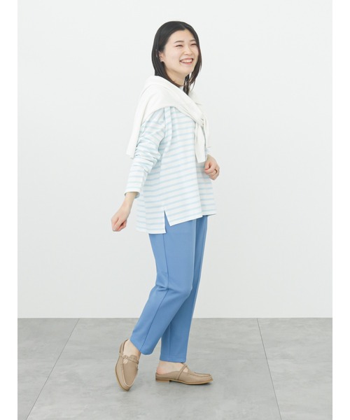 Samansa Mos2 blue（サマンサモスモスブルー）の「ボーダーロンT（Tシャツ/カットソー・レディース・グリーン/オフホワイト/ピンク/イエロー/サックスブルー・ﾌﾘ-）」の13枚目の写真