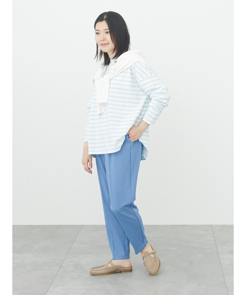 Samansa Mos2 blue（サマンサモスモスブルー）の「ボーダーロンT（Tシャツ/カットソー・レディース・グリーン/オフホワイト/ピンク/イエロー/サックスブルー・ﾌﾘ-）」の14枚目の写真