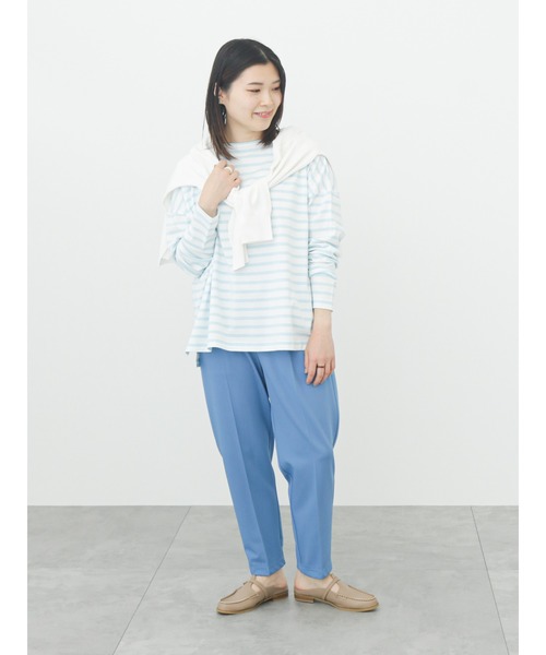 Samansa Mos2 blue（サマンサモスモスブルー）の「ボーダーロンT（Tシャツ/カットソー・レディース・グリーン/オフホワイト/ピンク/イエロー/サックスブルー・ﾌﾘ-）」の15枚目の写真