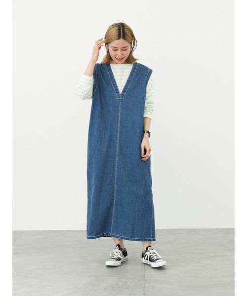 Samansa Mos2 blue（サマンサモスモスブルー）の「ボーダーロンT（Tシャツ/カットソー・レディース・グリーン/オフホワイト/ピンク/イエロー/サックスブルー・ﾌﾘ-）」の19枚目の写真